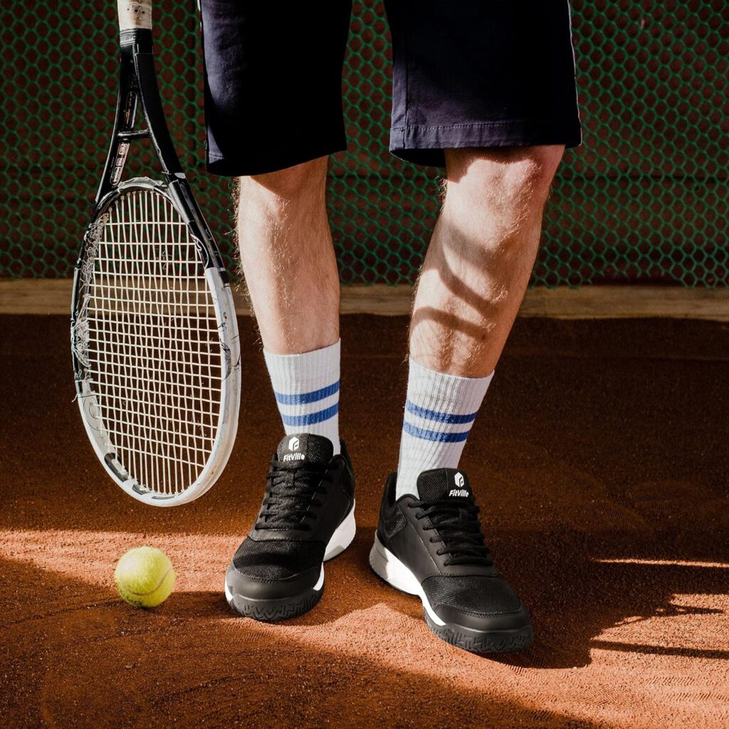 FitVille Wide  Extra Wide Pickleball Shoes Men Tennis Racquetball Squash Shoes for Men All Court with Arch Support-Tennis V3