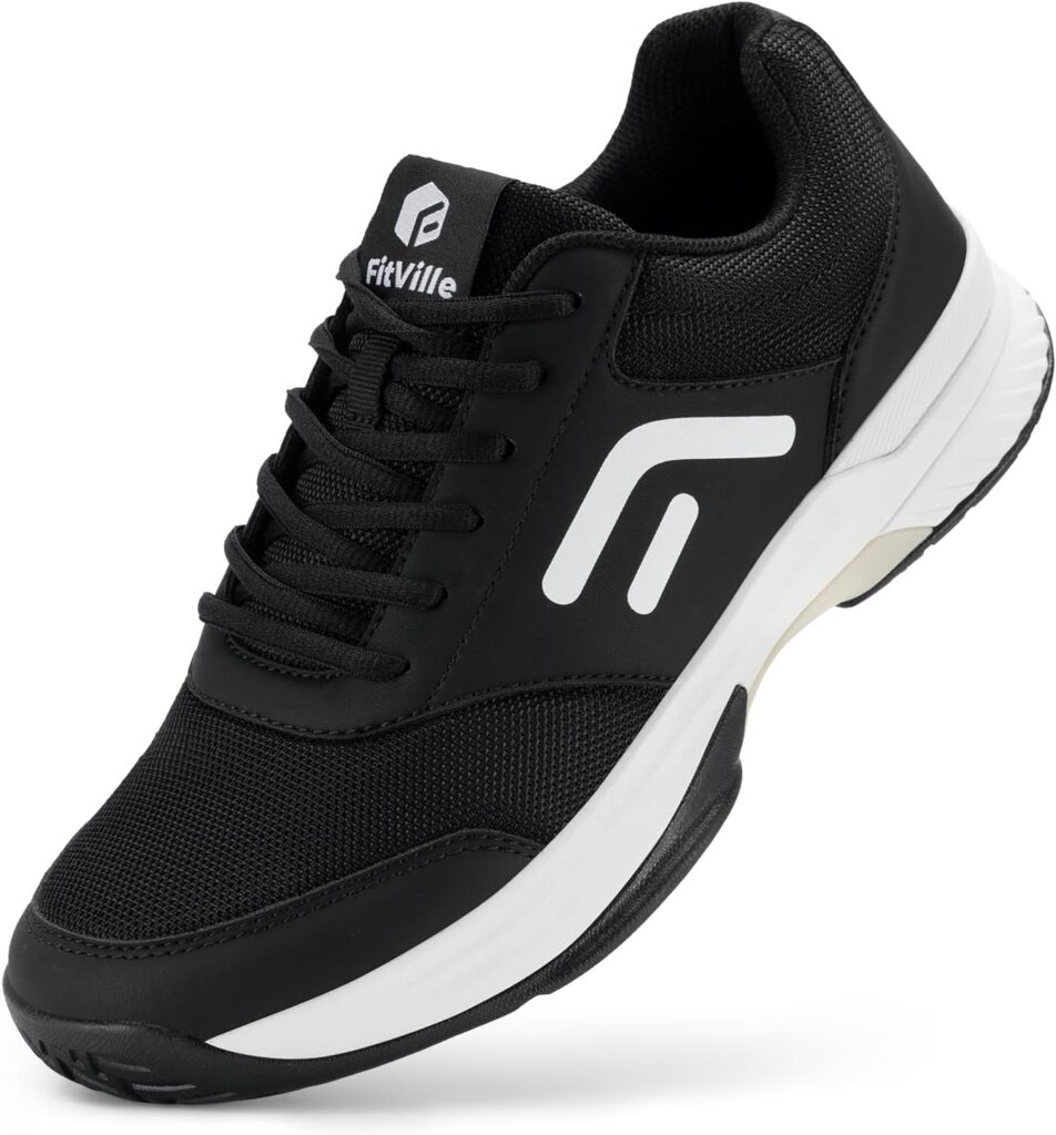 FitVille Wide  Extra Wide Pickleball Shoes Men Tennis Racquetball Squash Shoes for Men All Court with Arch Support-Tennis V3