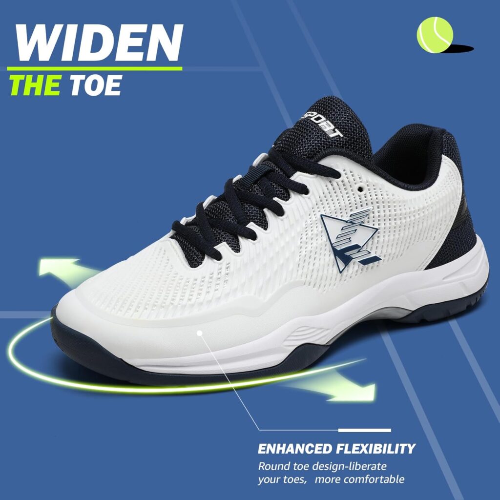 ASHION Pickleball Shoes for Men Tennis Shoes Sneakers for All Court Racquetball Athletic Shoes for Racquet Sport | Arch Support