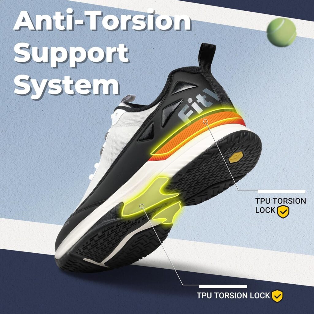 FitVille Wide Tennis Shoes for Men Pickleball Shoes Lightweight Breathable All Court Athletic Shoes with Arch Support  Wide Toe Box