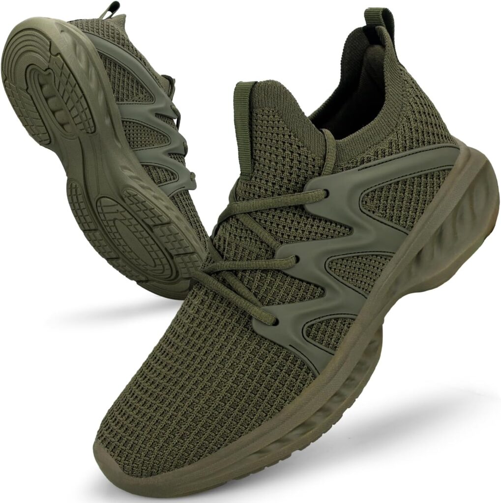 Pujcs Mens Slip on Walking Shoes Lightweight Breathable Non Slip Running Shoes Athletic Gym Tennis Shoes Sneakers for Men