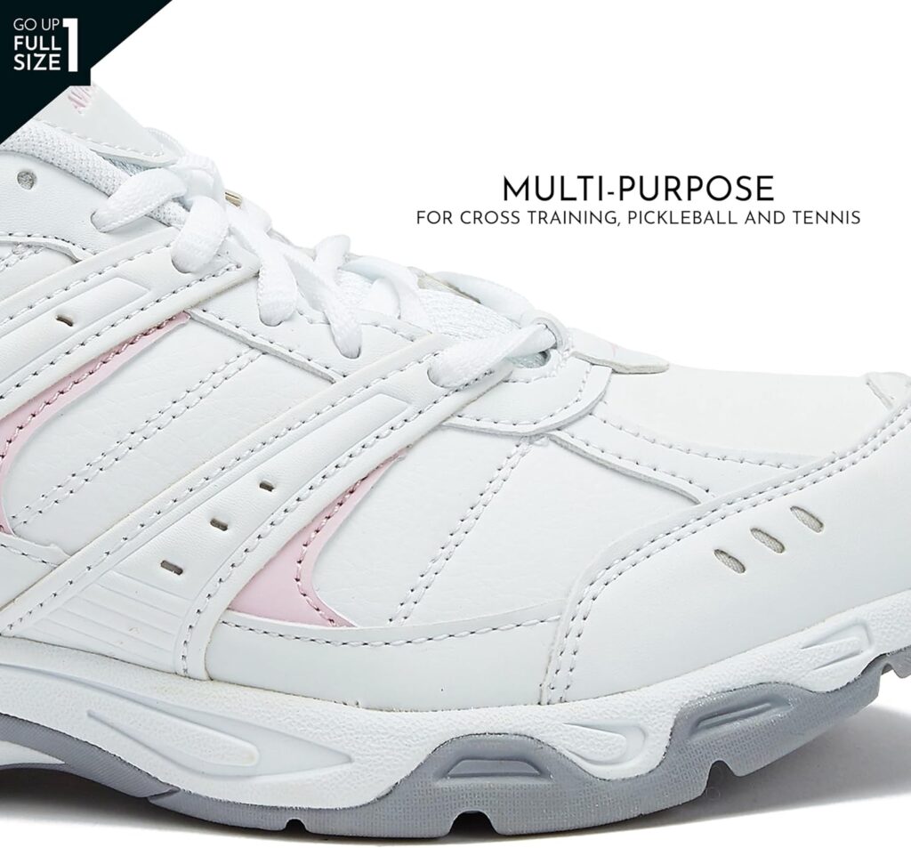 Avia Verge Womens Sneakers - Tennis, Court, Cross Training, or Pickleball Shoes for Women, Classic Black or Walking White Sneakers with Arch Support, Wide Width or Medium
